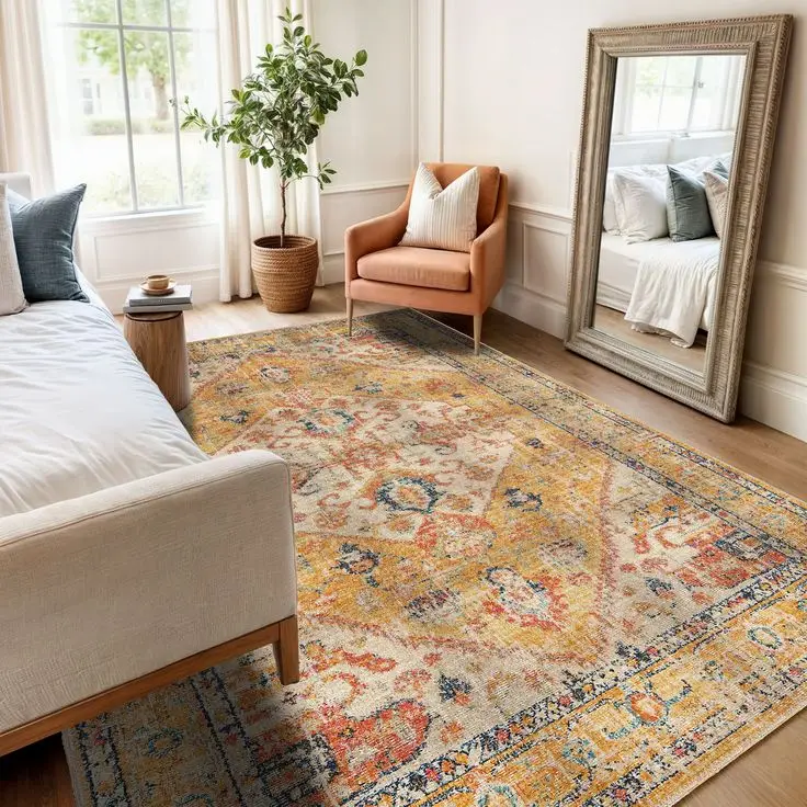 Popular Custom Design Persian Area Round Rugs Classic Pattern Nylon Printed Non Slip Floor Carpet Alfombras for Living Room