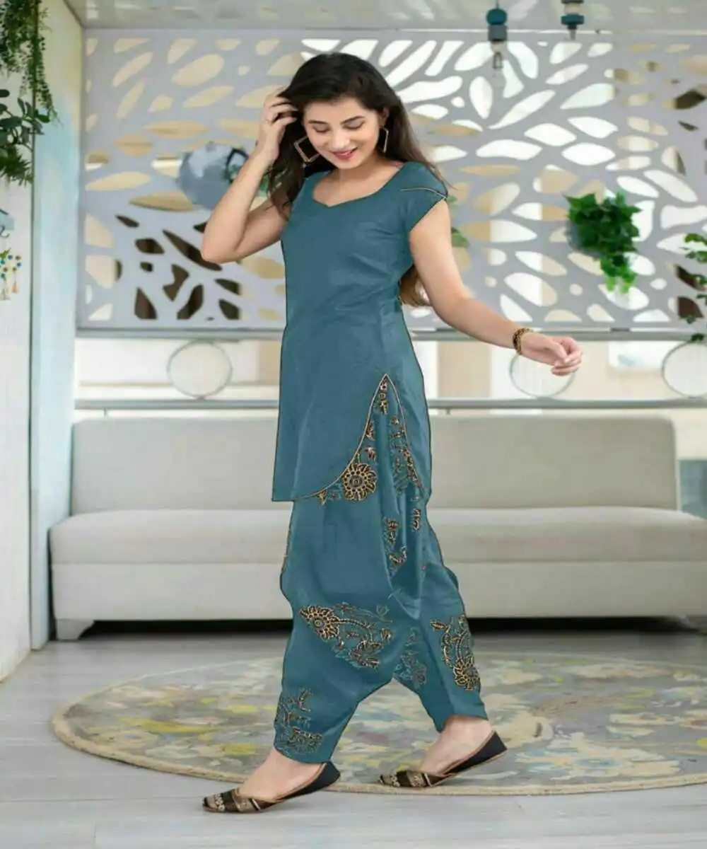New Designer Latest Bollywood Style Arrival Patiala Wear Short Kurti with  Plaza Lowest Price Multi Colorful by Ethnic Clothing Alphanumero