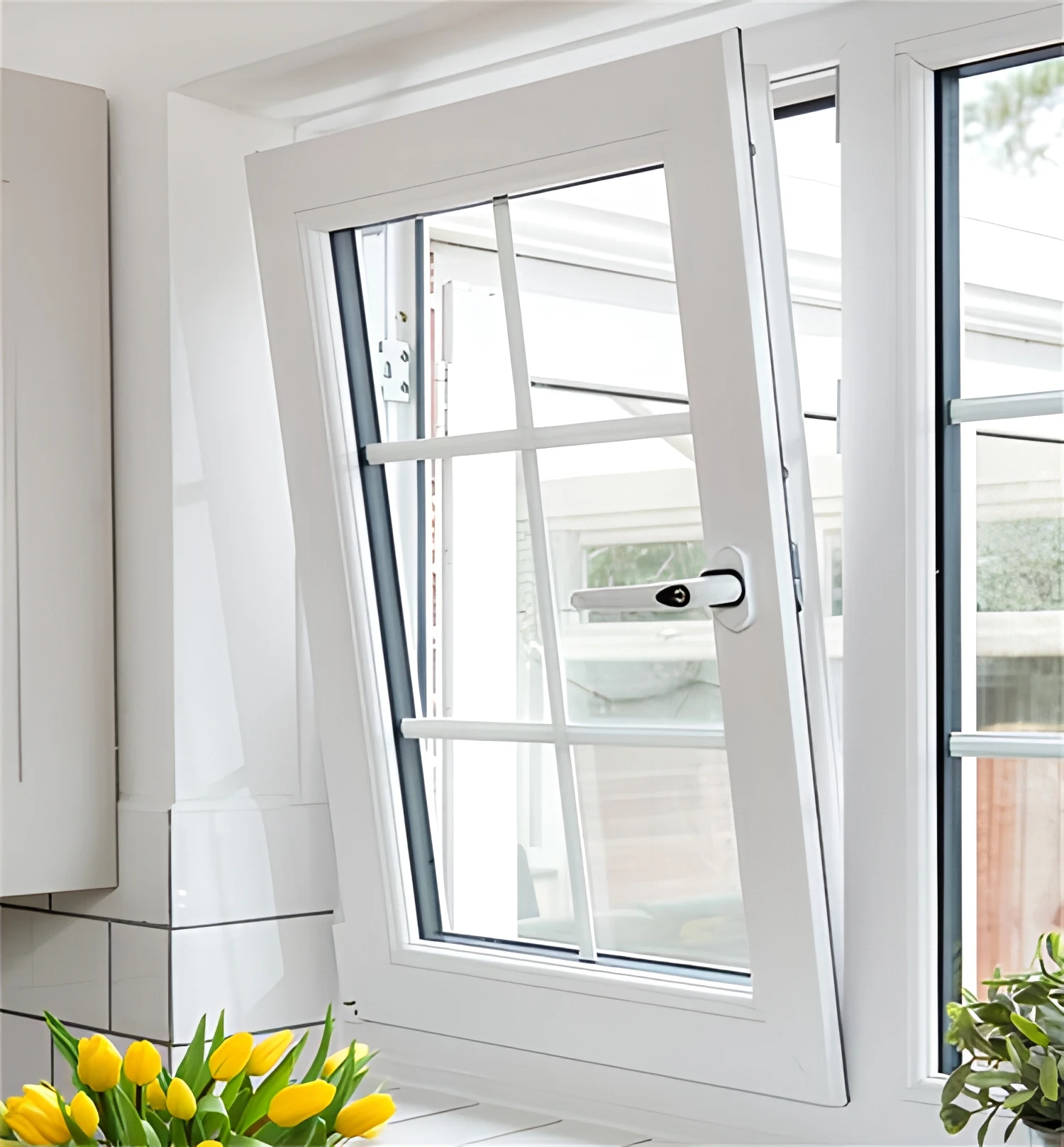 High Quality Modern Energy Efficient Aluminum Swing Soundproof Windows Multi-Point Locking System Double Pane Low-E Tempered