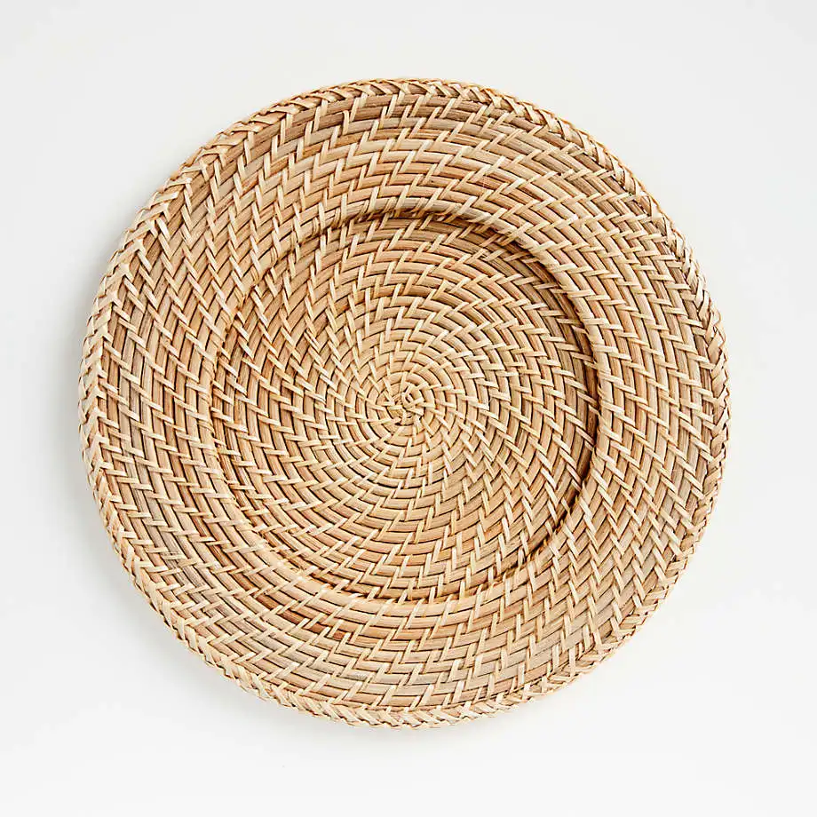 Vintage Style Natural Rattan Woven Placemat Round Table Mats For Food Plate Display Natural