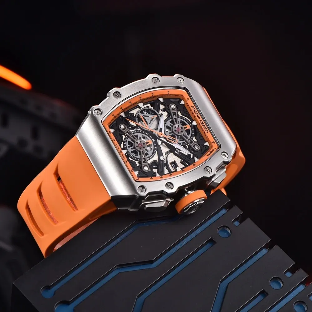 PAGANI DESIGN YS011 New 40MM Barrel Hollow Fashion Casual Men's Quartz Watches Sapphire Glass Quartz Watches Chronograph Clock