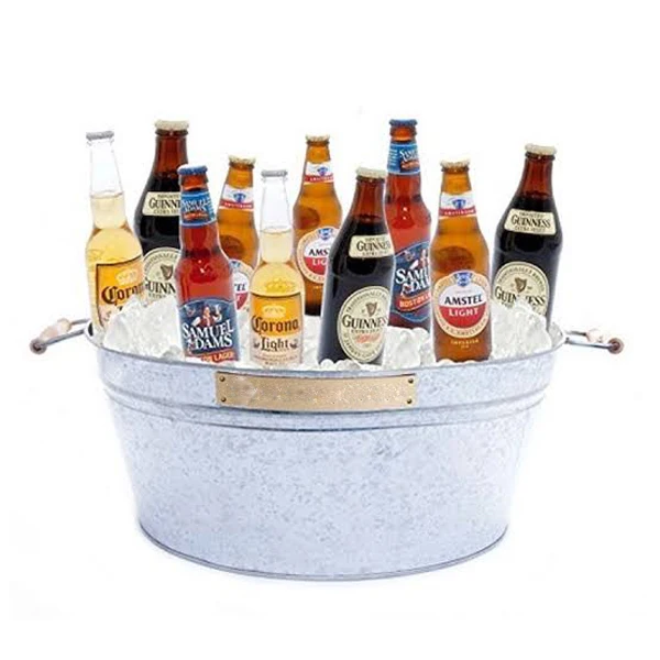 Grand Seau à Glace En Métal Galvanisé - 10L Pour Bouteilles Vin, Champagne, Bière - Design Élégant