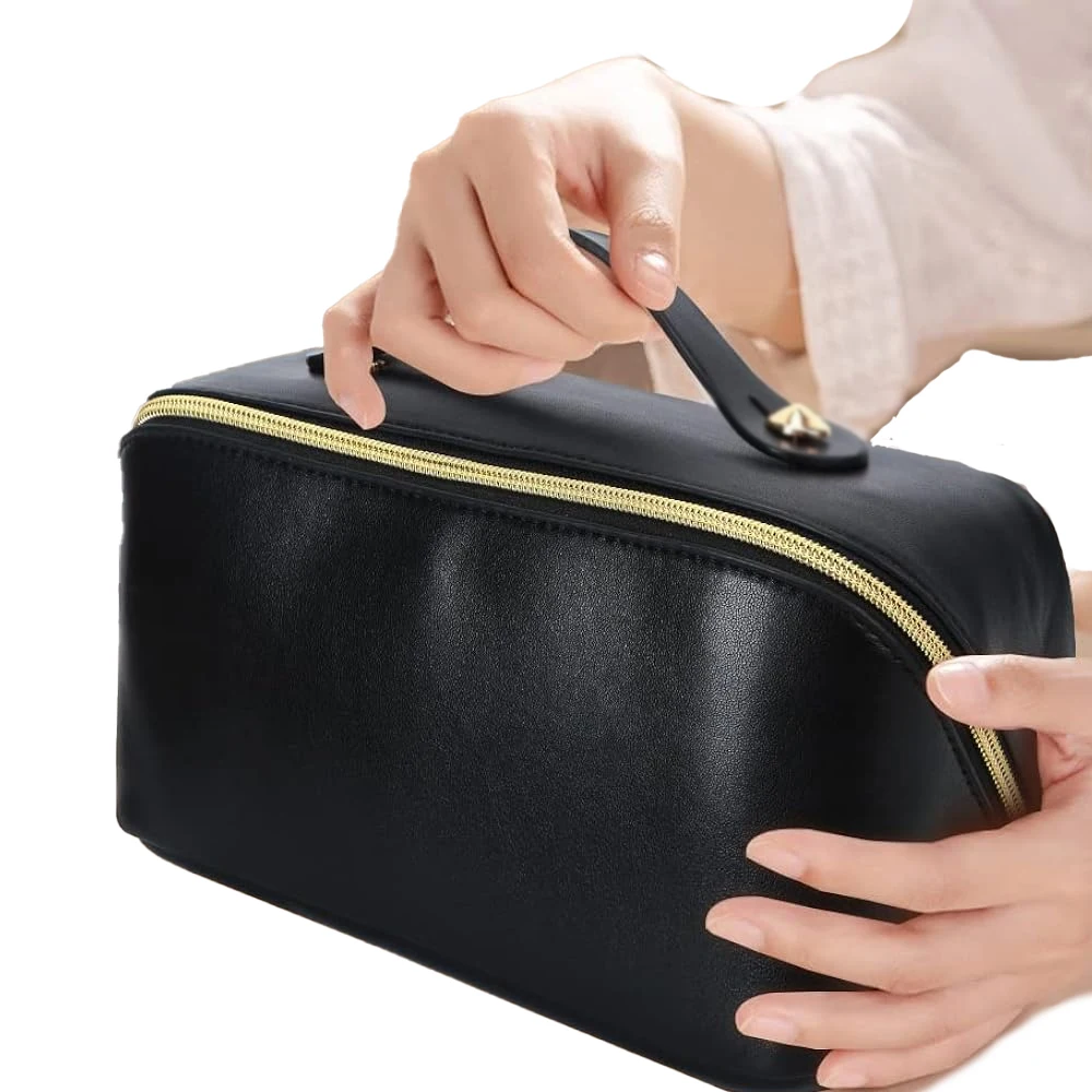 Custom Luxury Travel Leather Cosmetic Organizer and Storage Pouch