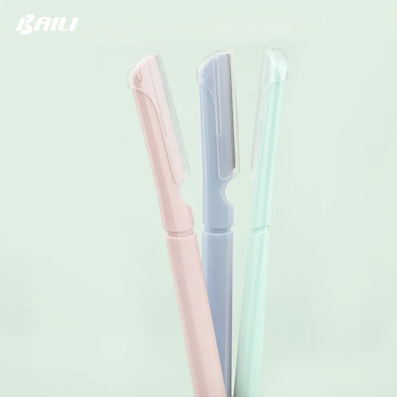 Multipurpose  Women's Razor Eye Brow Trimmer Facial 3 Pcs Women Lady Shaper Set Eyebrow Razor with Cover