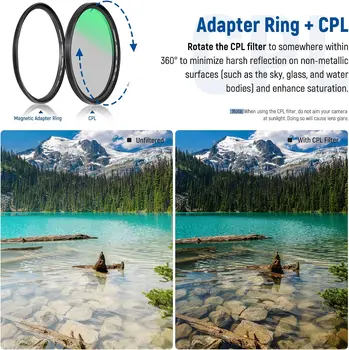 NEEWER 58mm 5-in-1 Magnetic Lens Filter Kit, Includes Neutral Density ND1000+MCUV+CPL+Adapter Ring+Filter Cap with 42-Layer detail image