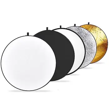 5-in-1 Photography Reflector Set 30cm Foldable Acrylic Translucent Silver Gold White Black for Outdoor Lighting Wedding