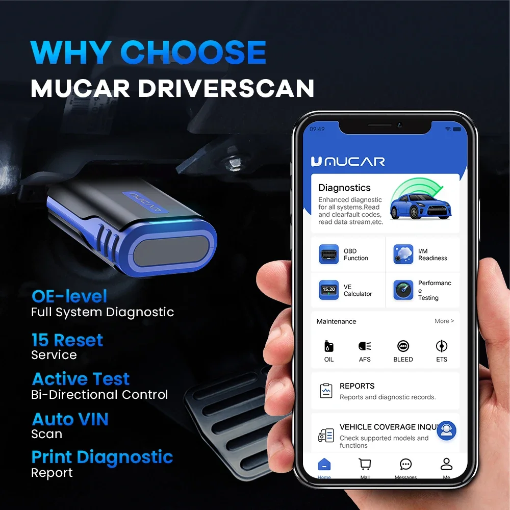 MUCAR DriverScan OBD2 Scanner Bi-directional Scan Tool OE Level All ...