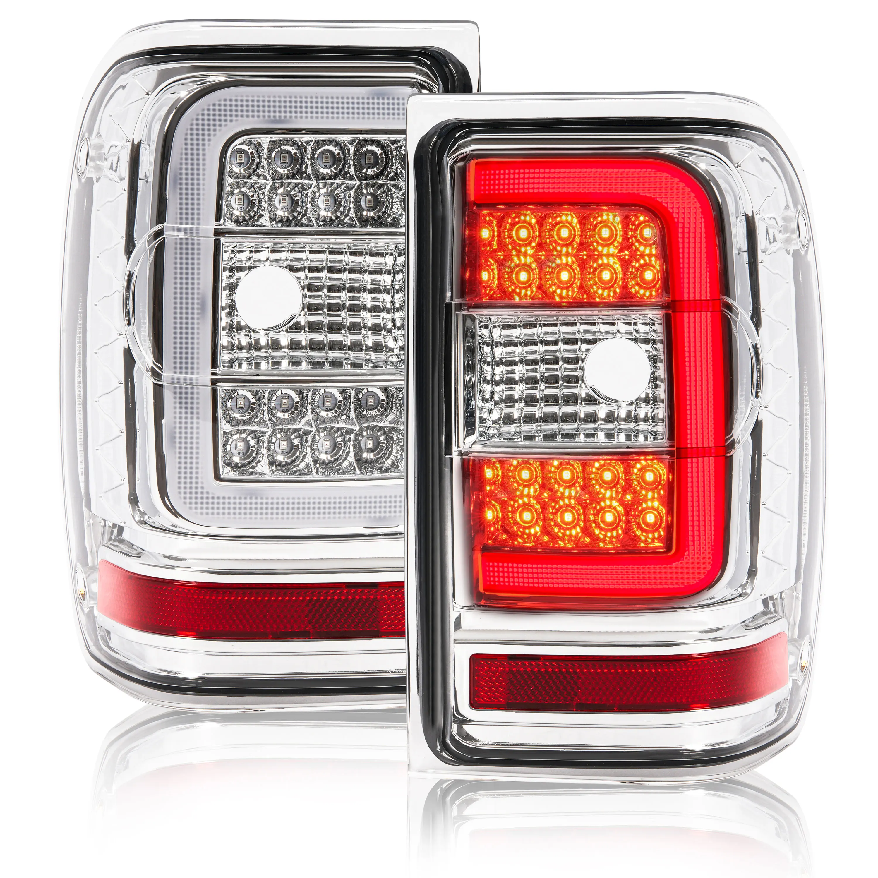 LED Tail Lights With C-Light Bar For Ford Ranger 2001-2011 – Clear Lens, Black Housing, Pair