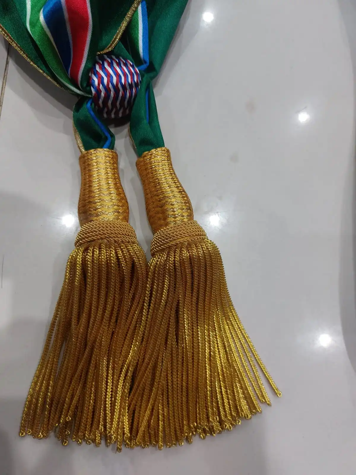High Quality Ceremonial Sash Hand Made Bullion Wire Tassel Wholesale Mylar Waist Ceremonial Sash