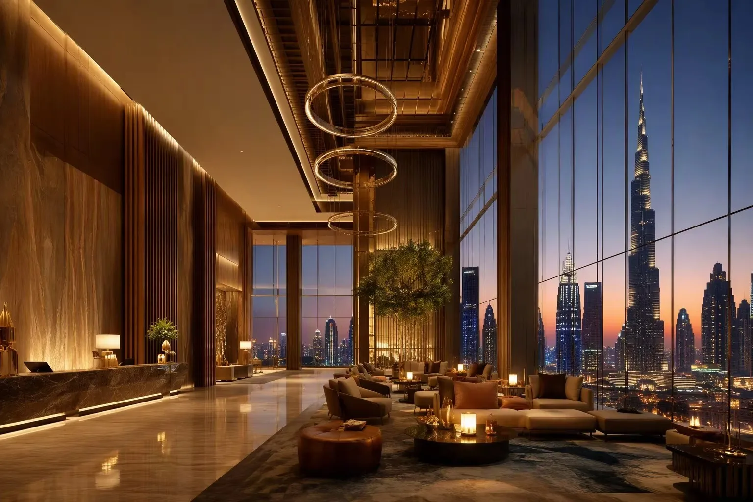 Luxury hotel lobby furniture project in Dubai supplied by Momoda Foshan factory