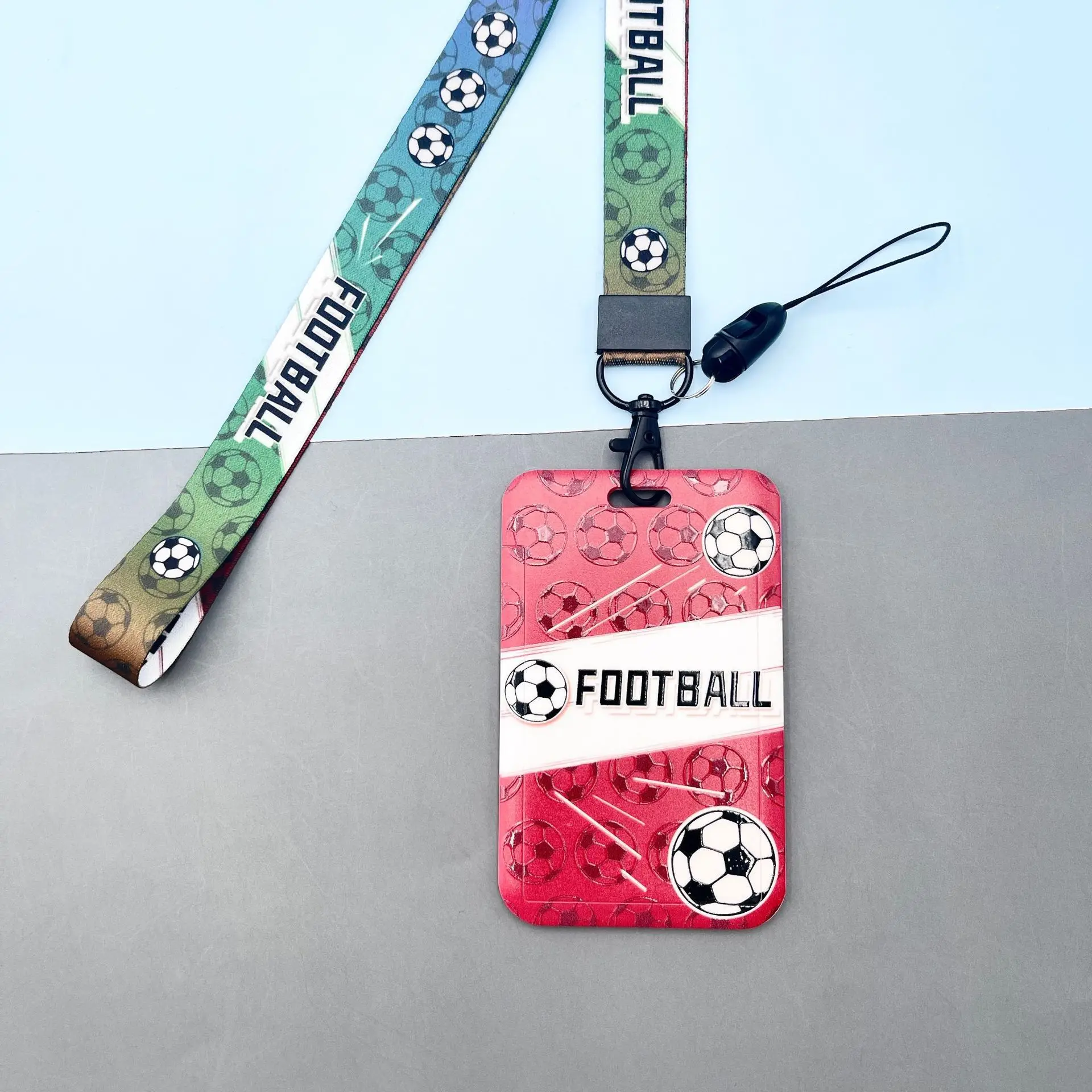 Porta Badge Con Cordino Calcio Star – Pattern Cartoon, Plastica Trasparente, Per Scuola E Ufficio - Foto 5