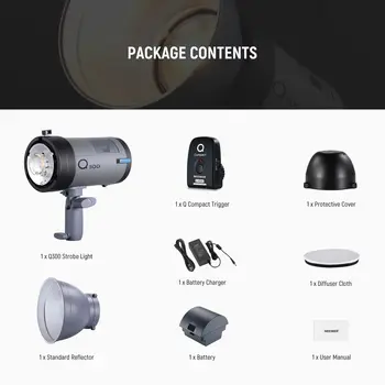 NEEWER Q300 300Ws 2.4G Outdoor Studio Flash With Q Compact Wireless Trigger, 7800mAh Li Ion Battery Powered Strobe Light detail image