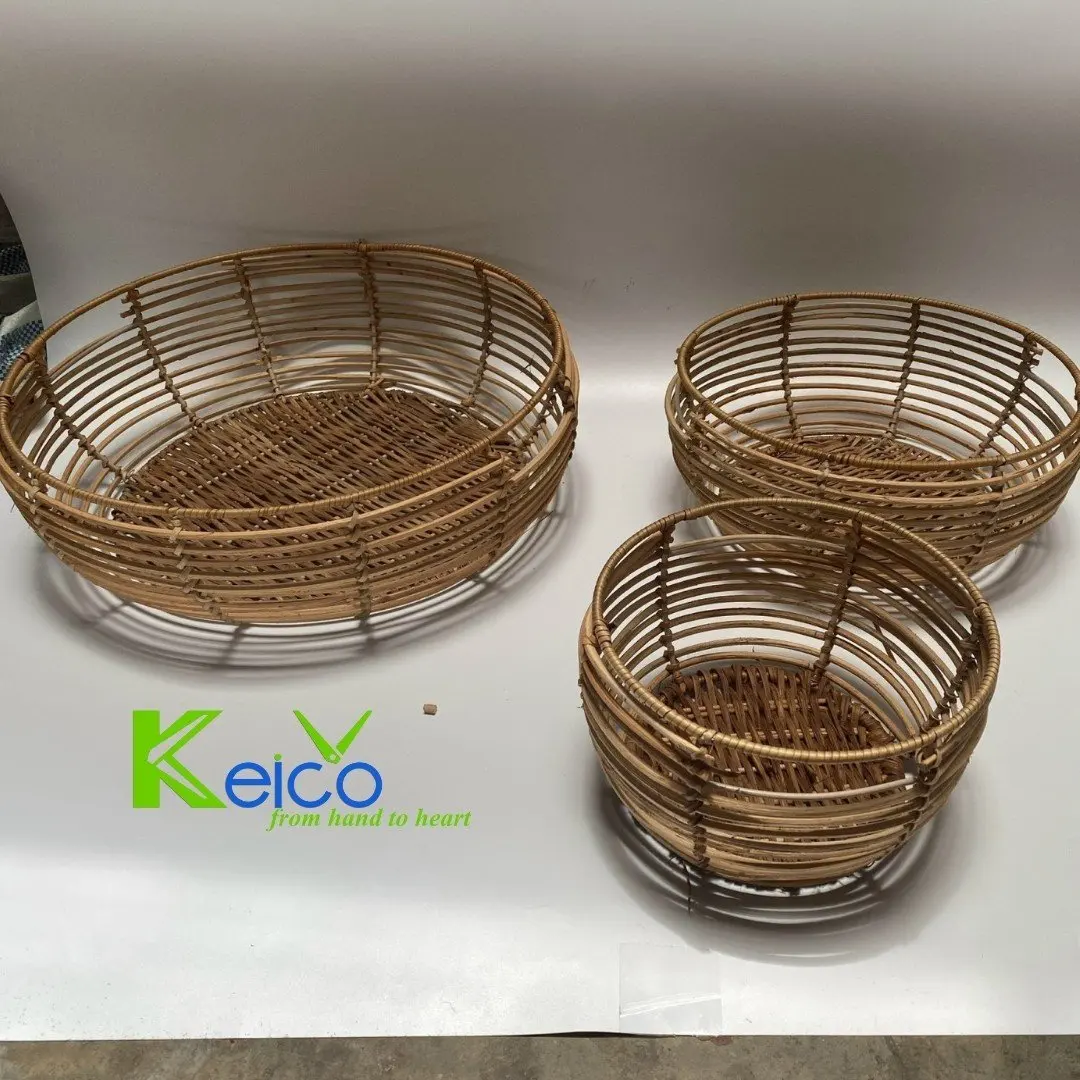 New Modern Design Summer 2023 Natural Basket Handwoven Rattan Storage Basket With High Quality