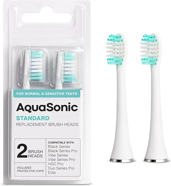 Aquasonic Standard Replacement Brush Heads For Normal & Sensitive Teeth