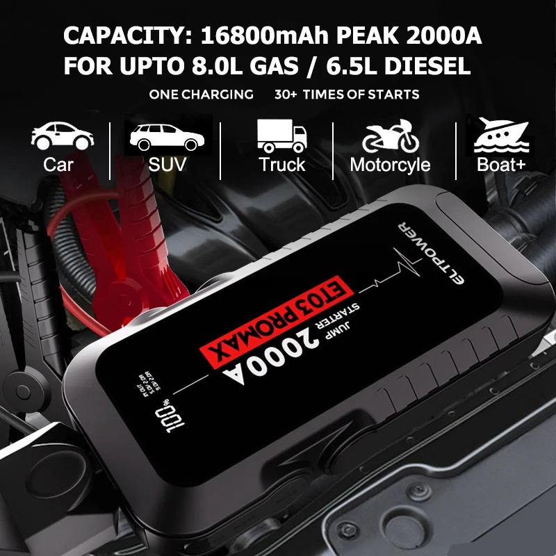 Car Battery Pack Booster Portable Charger Power Bank  Jump Starter Multi-function Jump Start