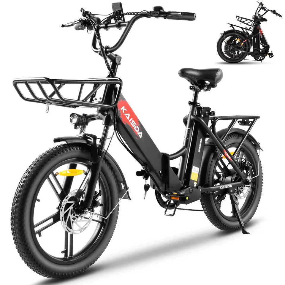 K201 E-Bike Cityrad KAISDA Klapprad 20 Zoll Elektrofahrrad mit 36V 20.8Ah Abnehmbarer Akku