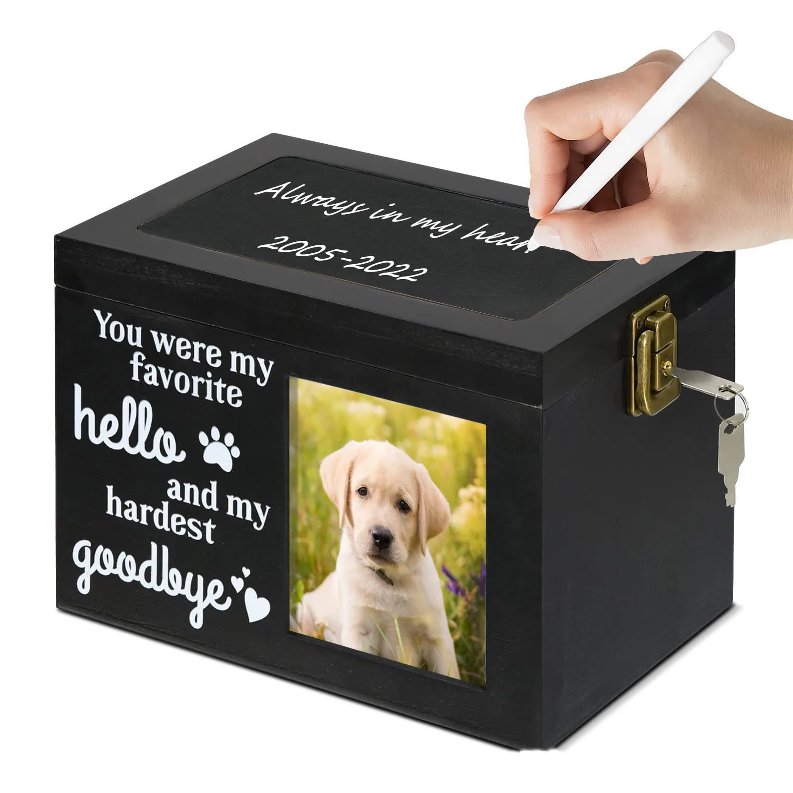 Customized Large Wooden Pet Funeral Cremation Urn Pet Memorial Keepsake ...