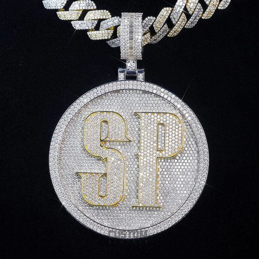 Custom Rose Gold Vvs Baguette Moissanite Pendant 925 Sterling Silver