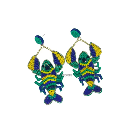 mardi gras crawfish earrings