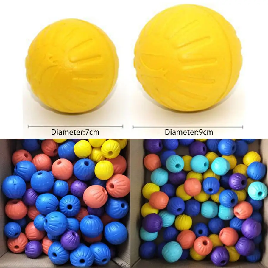 7Cm Bulk Colored Hollow Durable EVA Hollow Foam Dog Reward Ball Toy with  Rope Center Hole for Dogs and Cats