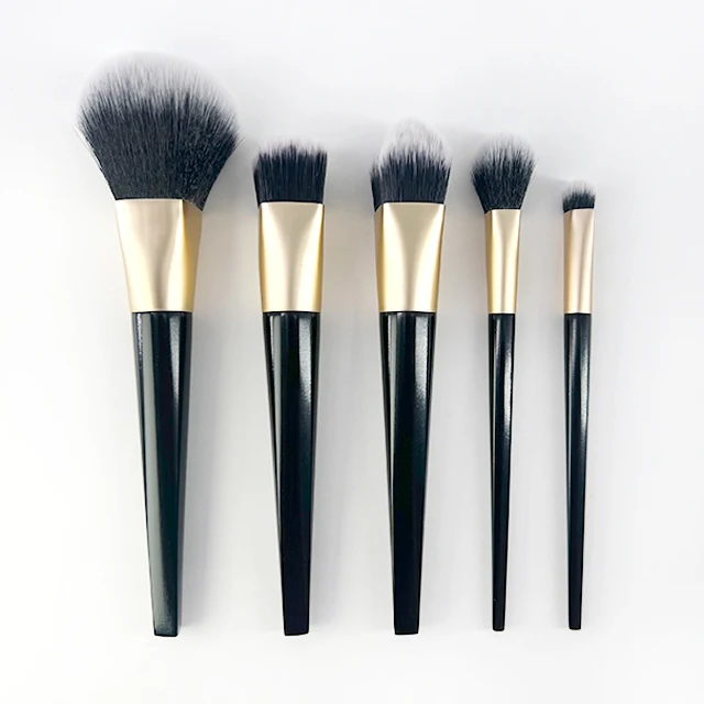 Oem Cosmetic 5Pcs Make Up Brushes Luxury Vegan High Quality Wholesale Professional Private Label Black Makeup Brush Set