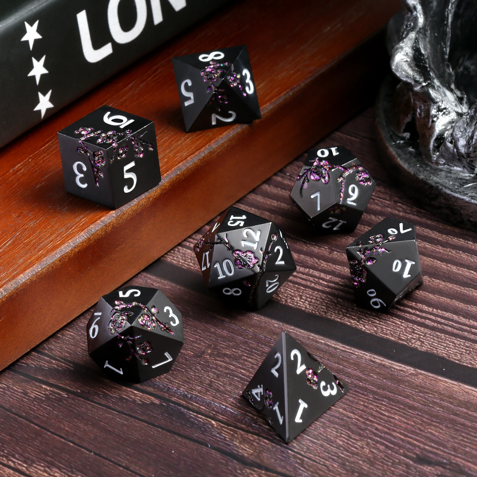 New Style Polyhedral Metal Dnd Dice Bulk Custom Metal Dice Dnd Plum