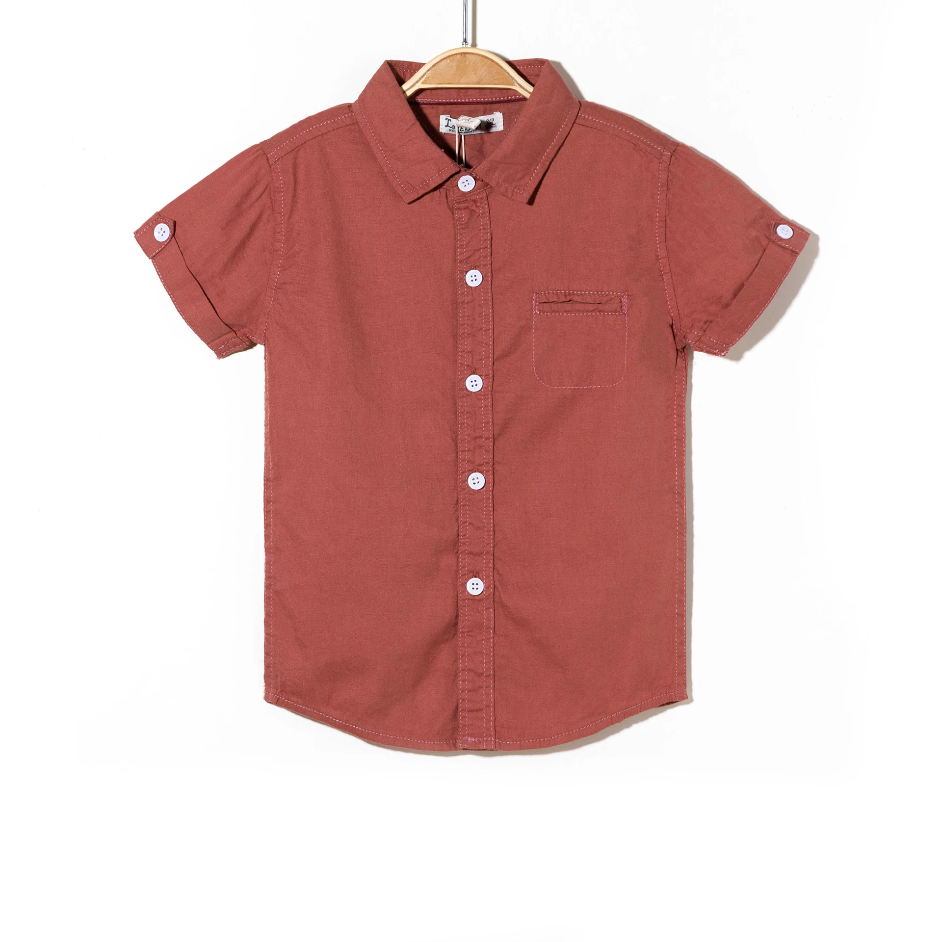 Wholesale Summer Casual Baby Boy Shirts Cotton Plaid Kids Woven Poplin Chambray Buttondown