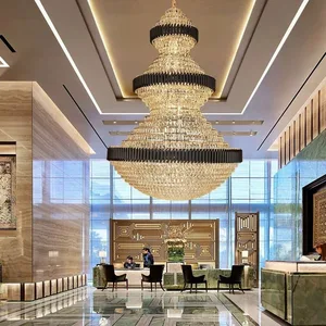 Luxury Design Indoor Decoration Light Big Hotel Church Staircase Custom Large LED Crystal Chandeliers
