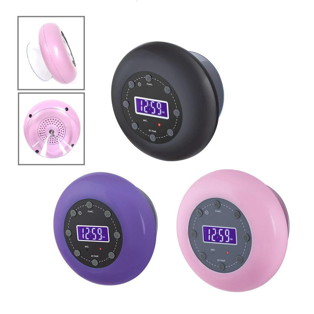CR-710 Portable for Bluetooth Shower LCD Display Alarm Clock FM Radio Hand-Free Microphone-Built-in Features Made Durable