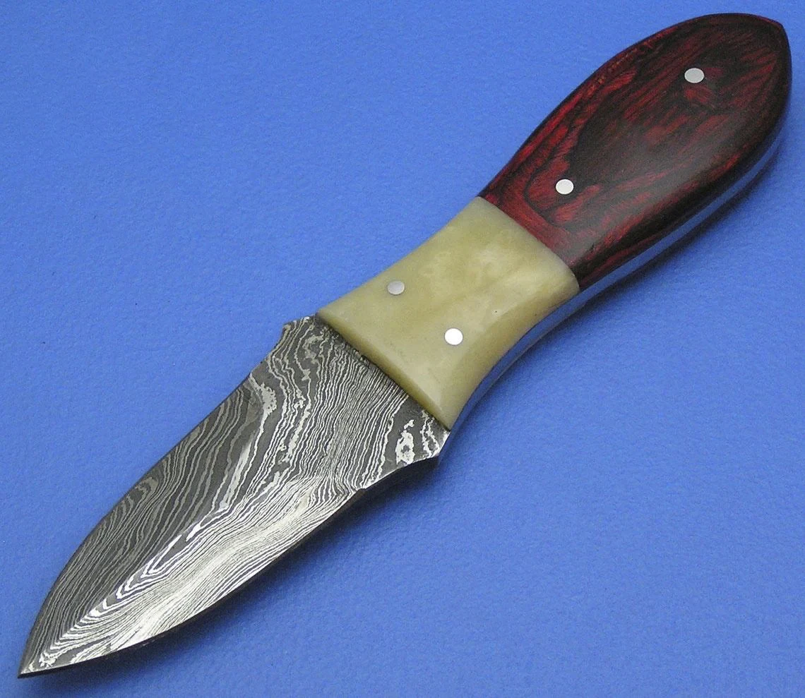 Нож для морепродуктов из дамасской стали, с деревянной ручкой