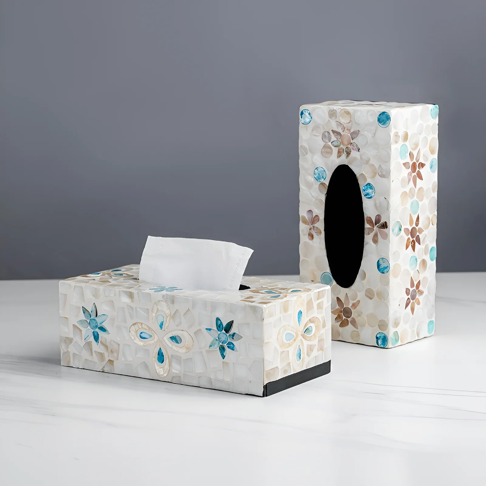 Eco Farmie MOP Tissue Box - Handmade Bone Inlay Storage