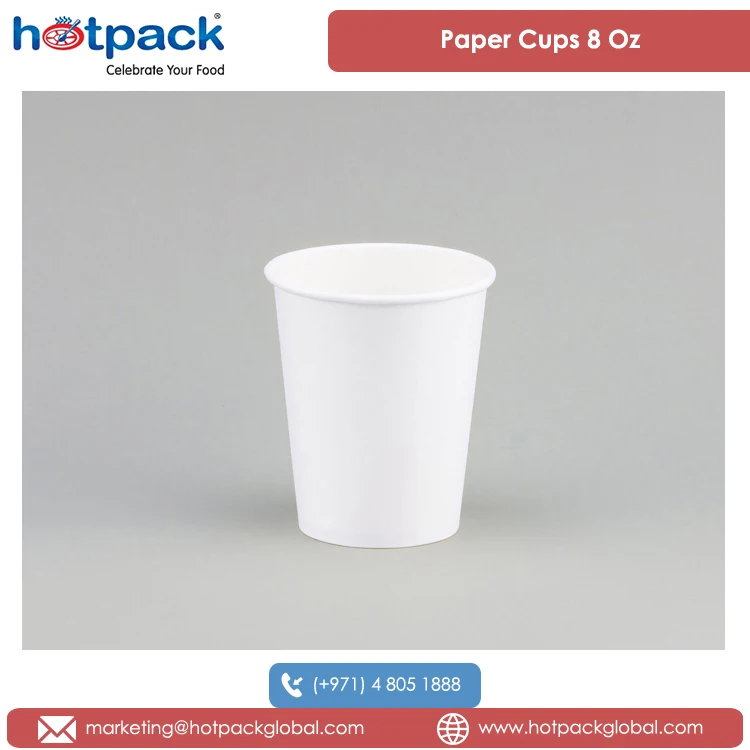 1000 Pieces 8 oz White Single Wall Paper Cups, hotpack.com.sa