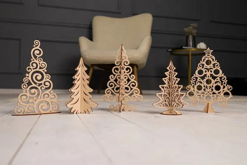 Bulk Laser Cut Religious Animal Theme Wooden Christmas Tree for Wood Crafts Home Decor Wall Signs & Boxes From Vietnam