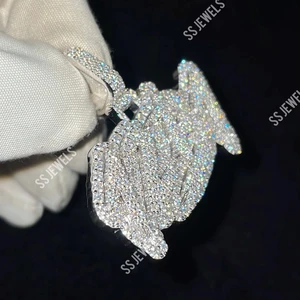 Men's Custom 925 Sterling Silver Rhodium Plated Moissanite VVS Fully Iced Trendy Hip Hop Letter Name Pendant Necklaces for