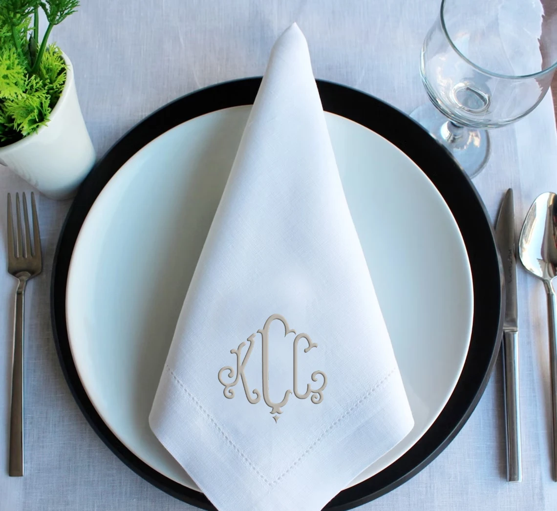 100 Linen Hemstitch Tea Napkin Fine Dining Table Linen White