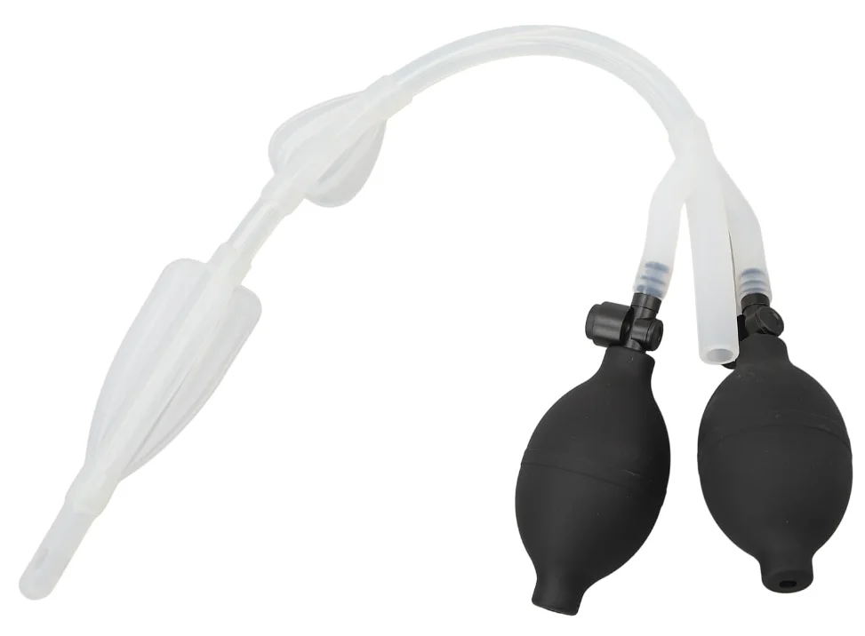 Double Bulb Inflatable Enema Bulb & Plug - Anti-Backflow Design, Elastic Material, Safe for Personal Use