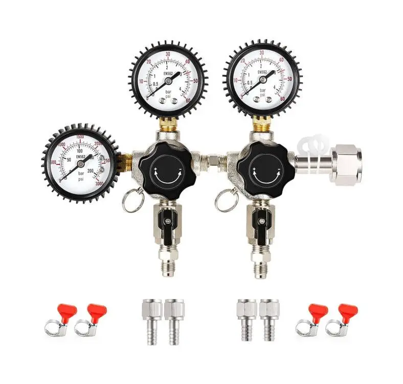 Cga320 Keg Co2 Tank Pressure Beer Kegerator Regulator With 1/4'' & 5/16