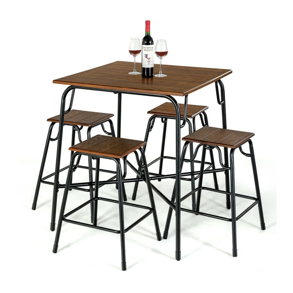 Costway Official 25 Days Arrivetop Grade 5 Pieces Bar Table Set With