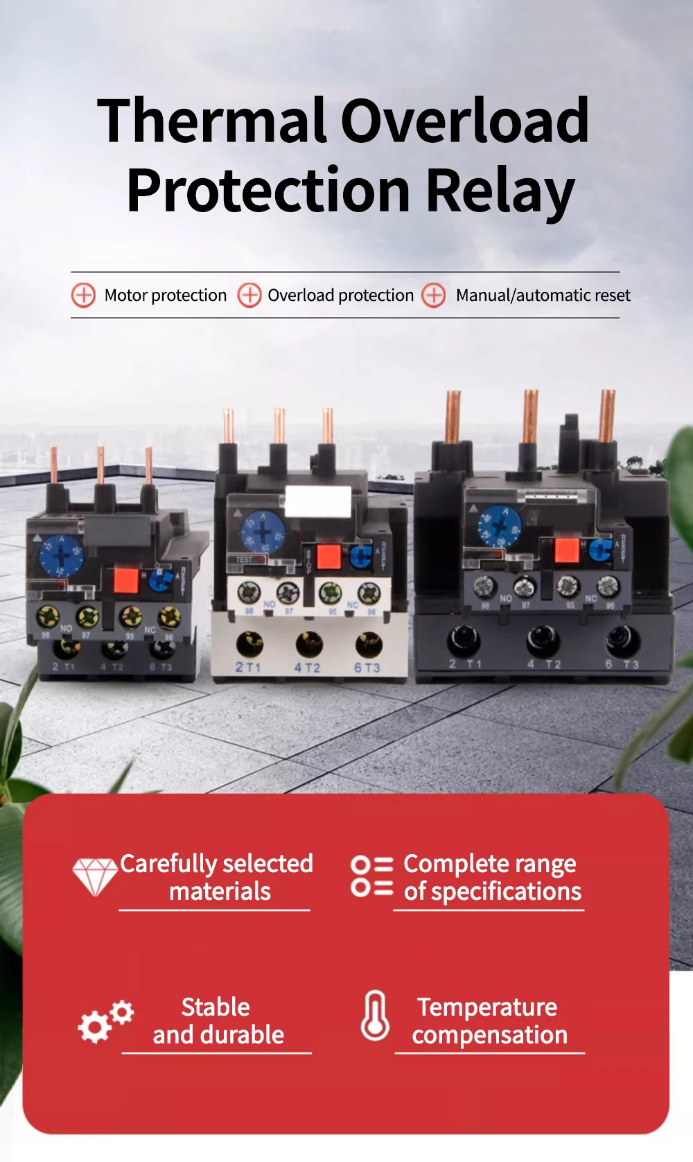 Thermal Overload Relay JR28 Series 1.6A 2.5A 4A 6A 8A 10A 13A 18A 25A ...
