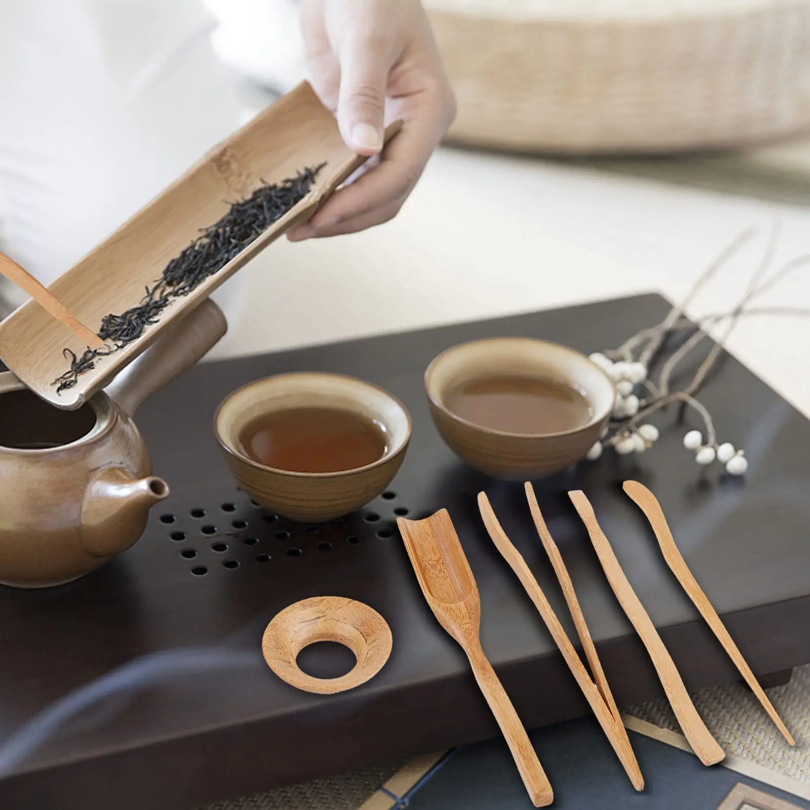 Bamboo Tea Serving Ceremony Accessories Set Handmade Natural Teatime ...