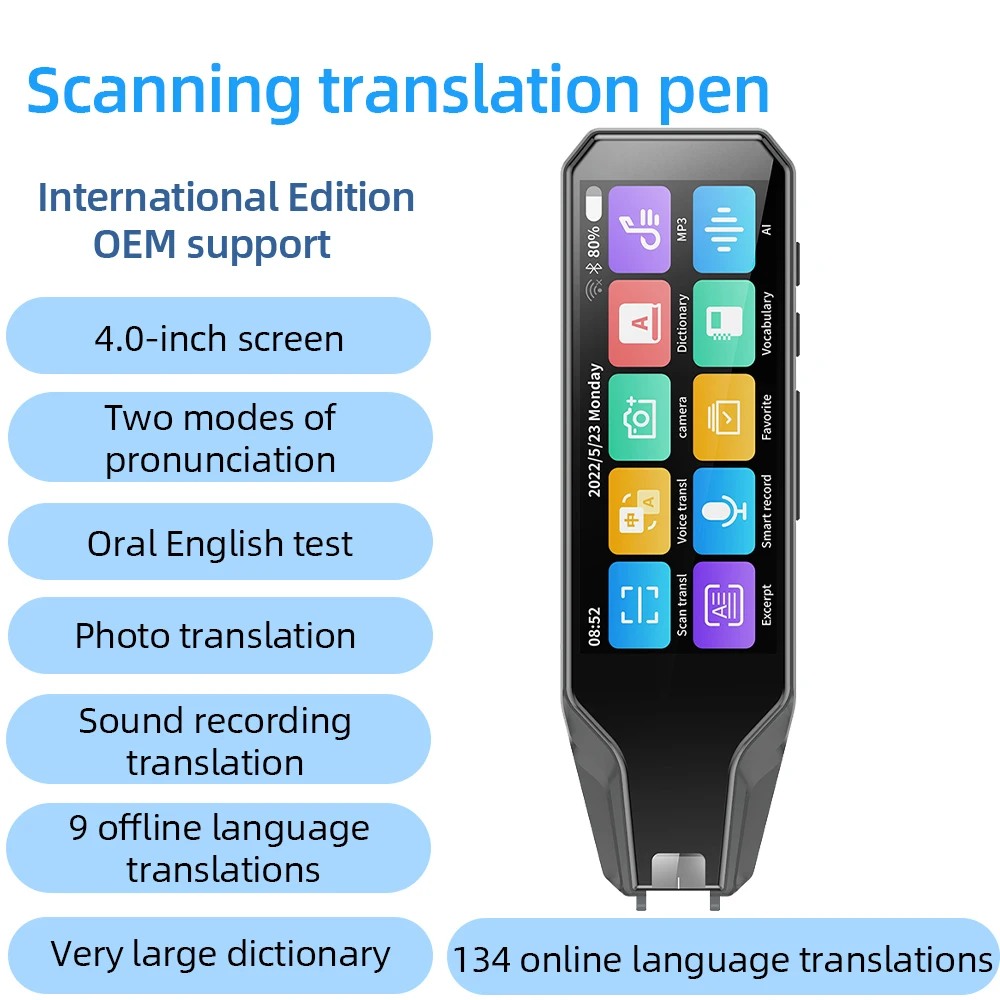 134 Languages AI Instant Voice Smart Electronic Pocket Language Translator Pen Online Intelligent Voice Translator