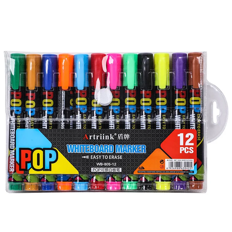 12PCS/SET Whiteboard Pens, White Board Markers, Assorted Ink