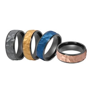 Tizti Wholesale Man Fashion Jewelry Tungsten Carbide Men's Ring Hip Hop Black Zirconium Wed Vintage Tungsten Custom Ring for Men