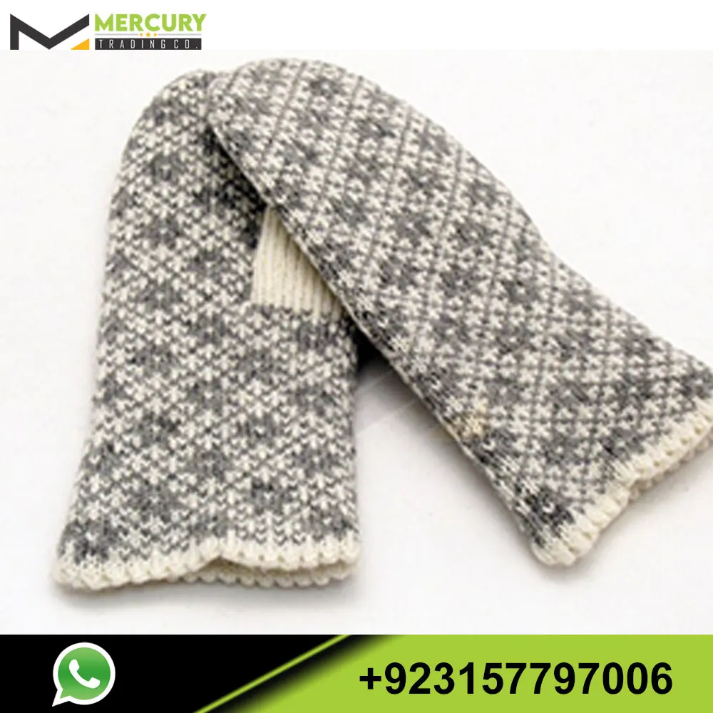 Модные женские шерстяные вязаные варежки с принтом для сенсорного экрана зимние перчатки