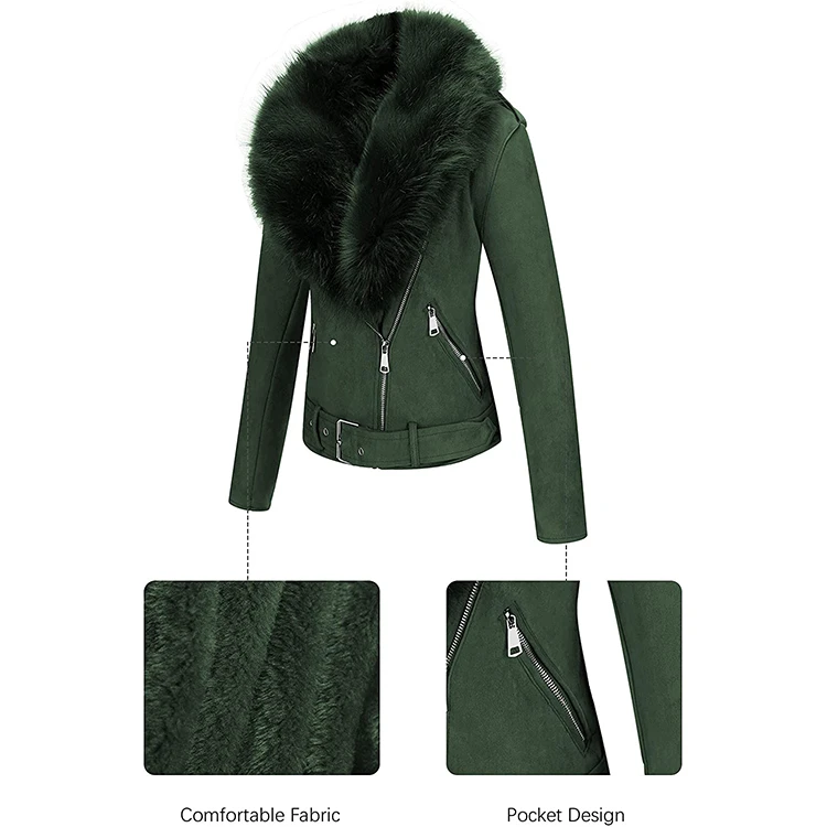 Customized High Quality Ladies Leather Jacket With Fur Collar Reversible And Waterproof Design Women