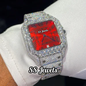 Hot Selling Luxury Lab Diamond Mechanical Watch Red Roman Custom High Quality ETA Automatic Movement Stainless Steel Case Analog