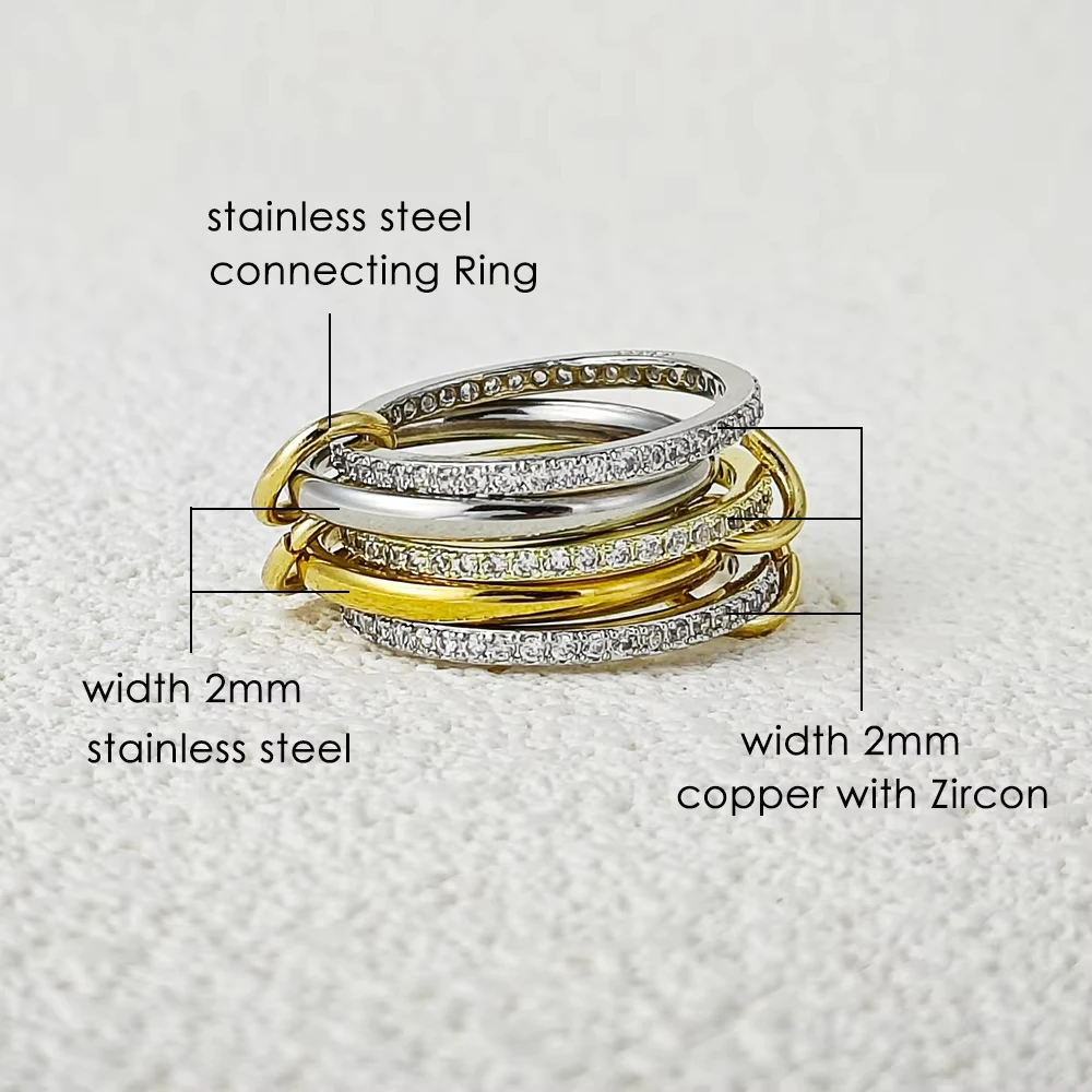 Spinelli Kilcollin Stainless Steel Stackable Rings Set with Micro