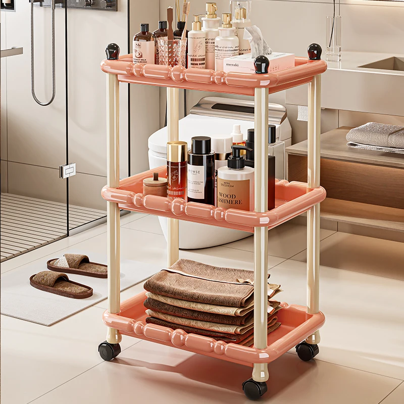 WANUO 2/3-Tier Rolling Storage Cart Plastic Utility Organizer Plastic Storage Cart with Swivel Wheels