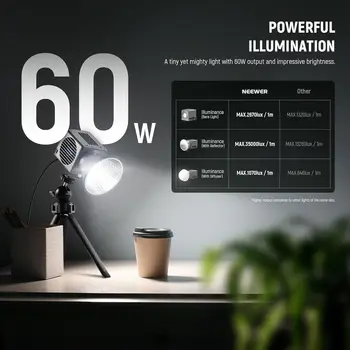 NEEWER HS60B Mini Video Light with App Control, 60W Handheld Portable Bi Color COB LED Continuous Output Lighting with NS7L 12" detail image