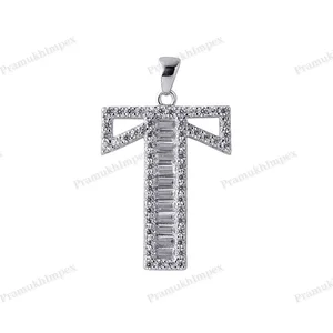 Best Selling Trendy Unisex Gold Plated Iced VVS Moissanite Diamonds T Capital Initial Letter Pendant